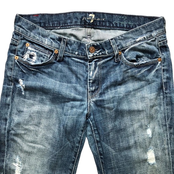 7FAM Crop Straight Leg Distressed Size 28 Capri Summer Jeans - Picture 3 of 13